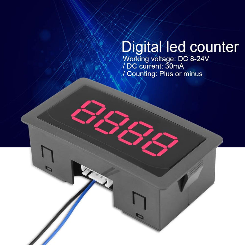 Pulse Counter-Samfox Electronic Counter Display, LED 4-digital 0-9999 Up/Down Digital Counter - Panel Counter DC 8-24V 30mA (Color : Red)