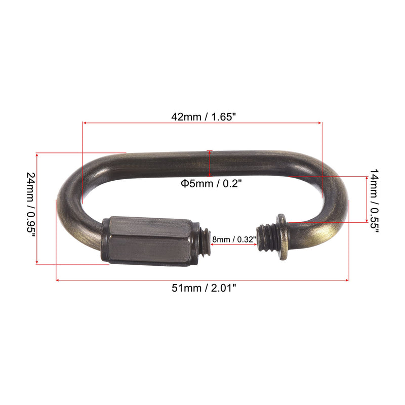 MECCANIXITY Chain Connector, 5mm Thick Quick Link Screw Lock Oval Clips for Chandelier Pendant Lights Bronze Pack of 4