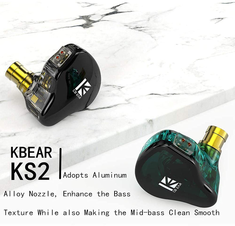 KBEAR KS2 in Ear Headphone,H HIFIHEAR IEM 1BA 1DD Stereo in Ear Earphone, HiFi Over Ear Earbud Headset Noise Cancelling Hybrid Earphone with Removable Cable for Running Walking (with mic, KS2 Dark) … With Mic