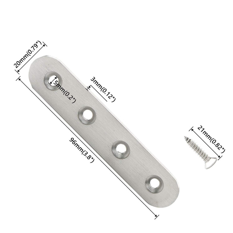Pxyelec 3.8 inch Stainless Steel Flat Mending Repair Plate Bracket Connector, Flat Straight Corner Brace Brackets, Pack of 10