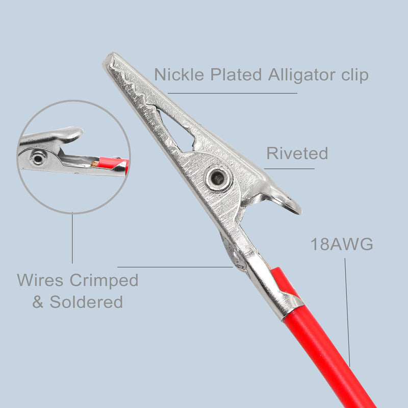 PNGKNYOCN Alligator Clip Jumper Probe to DC 5.5x2.1mm Male and Female Test Wre 18AWG Adapter Red and Black Wire Alligator Clip Test Wire 50 cm for Testing The Circuit ( DC Male +DC Female)