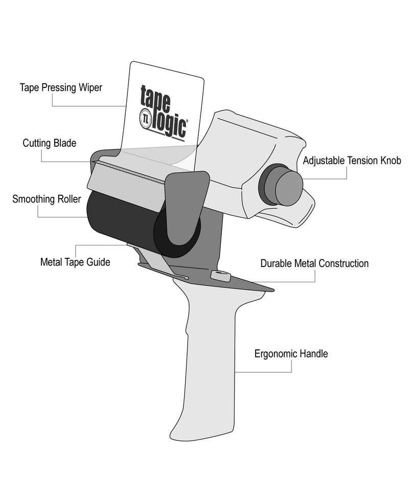 Tape Logic TLTDHDX2 Long Roll (1 1/2" Core) Carton Sealing Tape Dispenser, 2", Blue/White