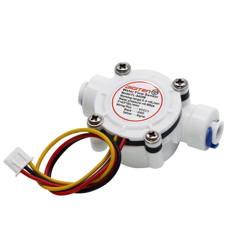 DIGITEN 1/4 Quick Connect 0.3-10L/min Water Hall Effect Flow Sensor Meter