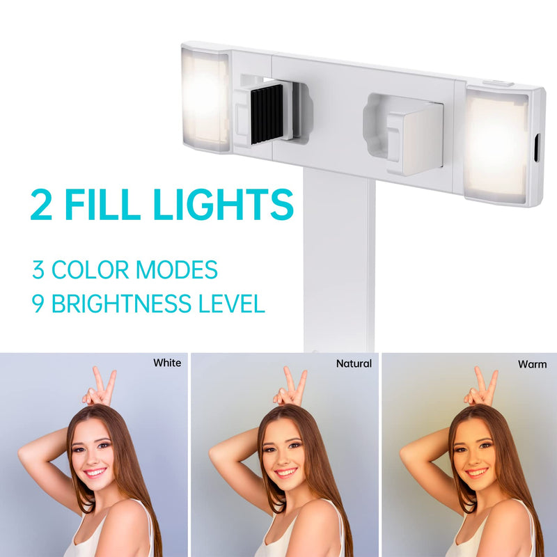 Ambertronix Selfie Stick Quadrapod with Square Lights and Bluetooth Remote, Aluminum 40 Inch, 3 Light Modes, 9 Brightness Levels, Compatible with All iPhone & Android Devices (2022 Upgrade) Silver