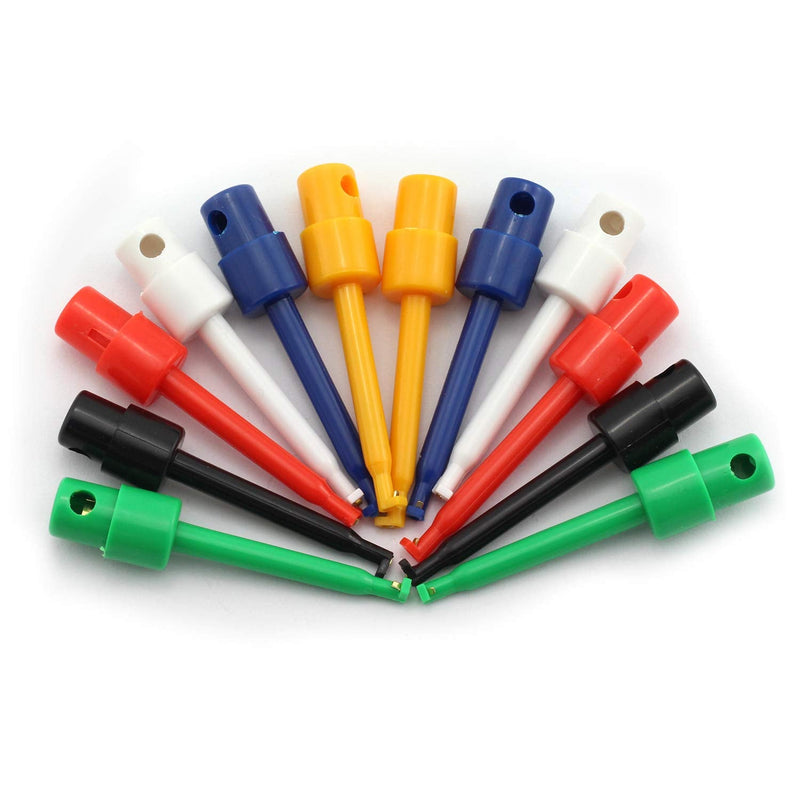 Tegg 12pcs Test Hook Clip for Electrical Testing Multimeter Colorful Test Probe Grabber 58mm