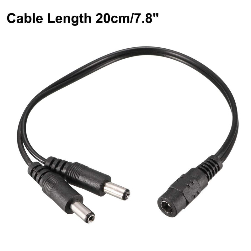 uxcell 1 Female to 2 Male 5.5mm x 2.1mm 20cm DC Power Splitter Cable for CCTV Cameras