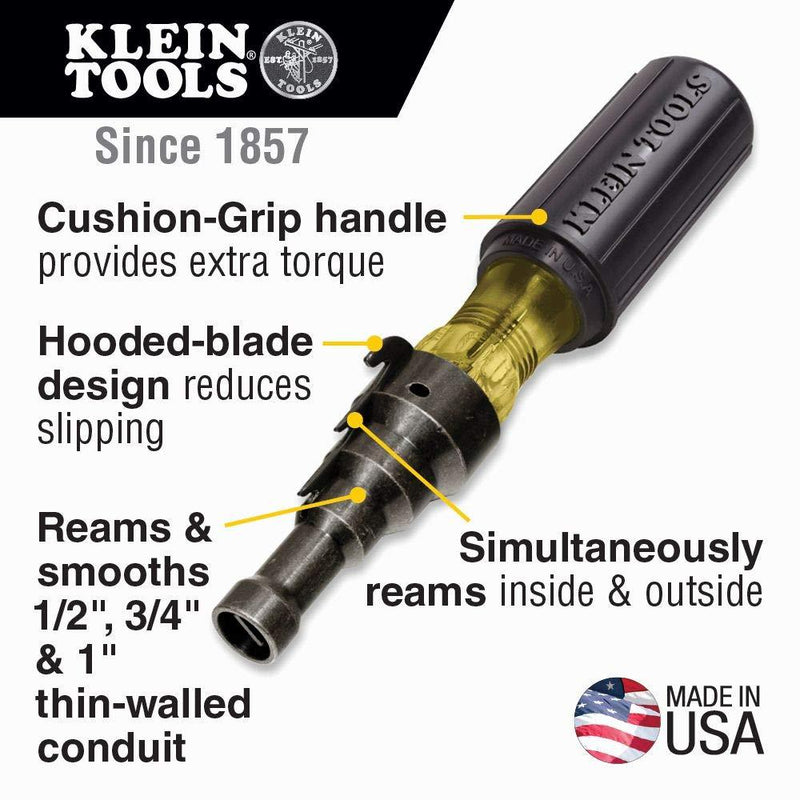 Klein Tools 85191 Screwdriver / Conduit Reamer, Conduit Fitting and Reaming Screwdriver for 1/2-Inch, 3/4-Inch, and 1-Inch Thin-Wall Conduit