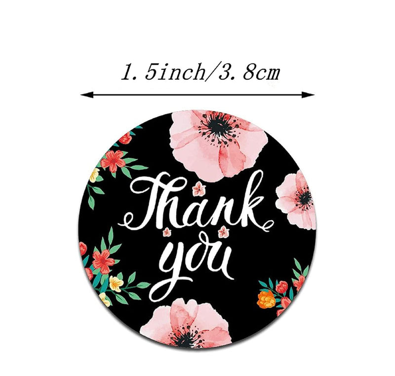 500pcs Thank You Stickers ,1.5inch Round Adhesive Small Business Stickers,8 Floral Designs Stickers Roll , Thank You Labels for Packaging, Envelope Sealing, Gift Bags, Greeting Cards, Wedding ,Party,