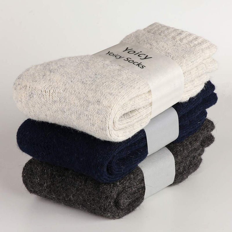 Mens Heavy Thick Wool Socks - Soft Warm Comfort Winter Crew Socks (Pack of 3/5),Multicolor,One Size 7-12 C1-super Thick 3pack