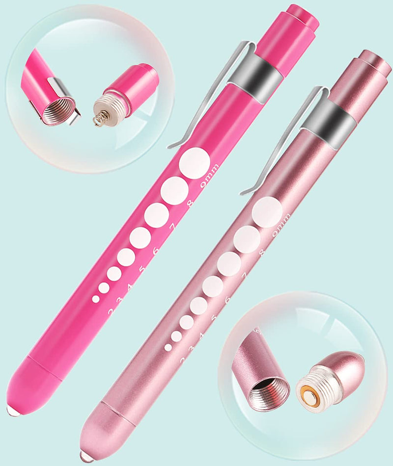 MEUUT 3 Pack Medical Scissors Penlights for Nurses-Two Medical Pen lights with Pupil Gauge, One 7.5" Trauma shears Bandage Scissors with Carabiner-Nurse Accessories for Nurse Doctor Pink scissor+Pink&Light pink penlight