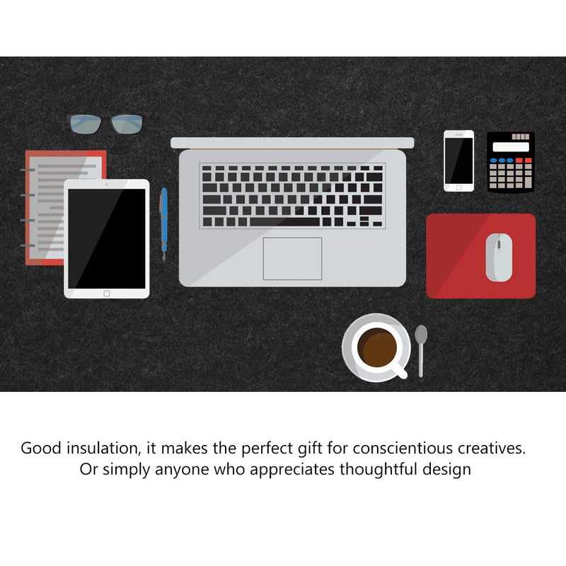 Desk Pad, Desk Blotter Desk Mat Mouse Pad Anti-Static Felts Table Mouse Mat Non-Slip Desk Laptop Pad with Good Insulation for School Office Table Pad(Black) Dark Gray