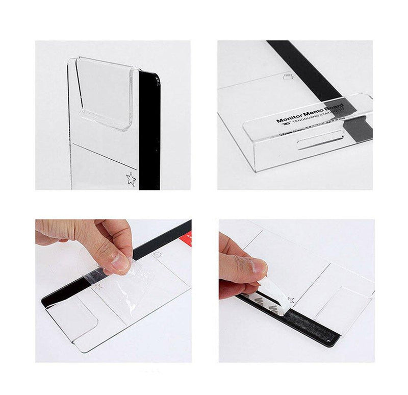 LRZCGB Monitor Memo Board,Acrylic Monitor Sticky Note Holder Transparent Monitor Message Board Reminder for Computer Monitors Screen (Left&Right&200 Pcs Sticky Notes in One Set) Left&right