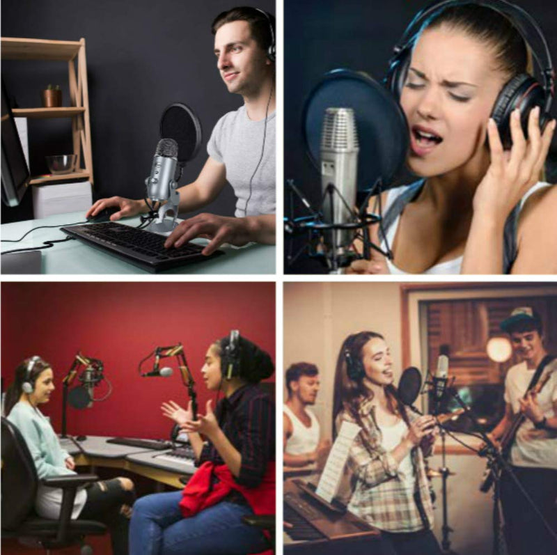 Microphone Pop Filter For Blue Yeti and Any Other Microphone Dual Layered Wind Pop Screen With Flexible 360° Gooseneck Clip Stabilizing Arm By Earamble