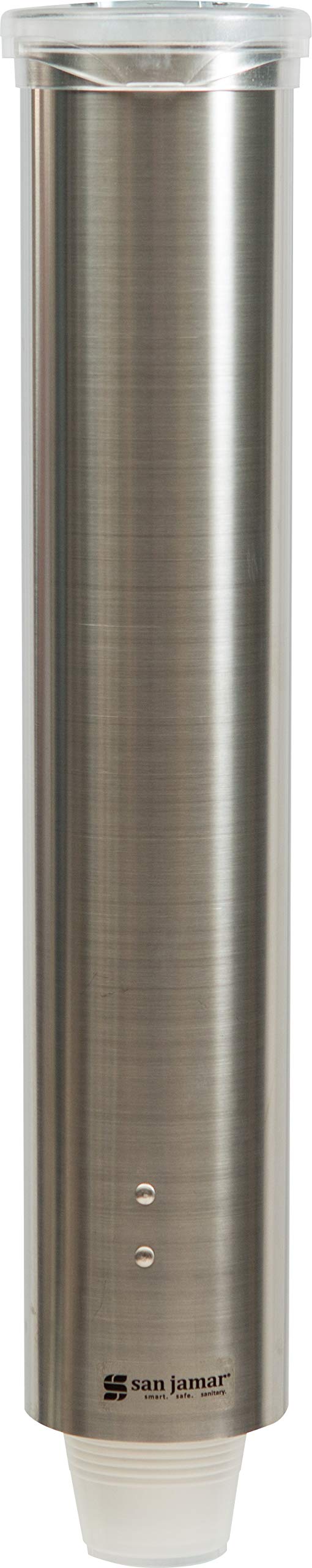 CARLISLE FOODSERVICE PRODUCTS San Jamar C4150SS Stainless Steel Small Water Cup Dispenser with Hinged Flip Cap, 16" Length