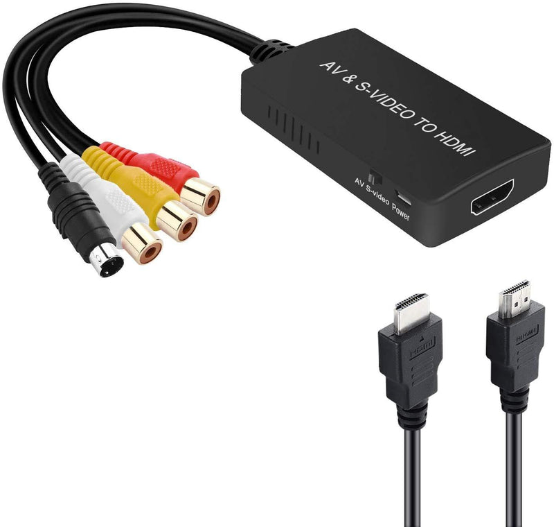 SVideo to HDMI Converter, S-Video and 3RCA CVBS Composite to Audio Video Converter Support 1080P/ 720P Compatible with PC Laptop, Xbox, PS3, DVD Playe (S-Video and 3RCA is Female SVideo and AV to HDMI Converter