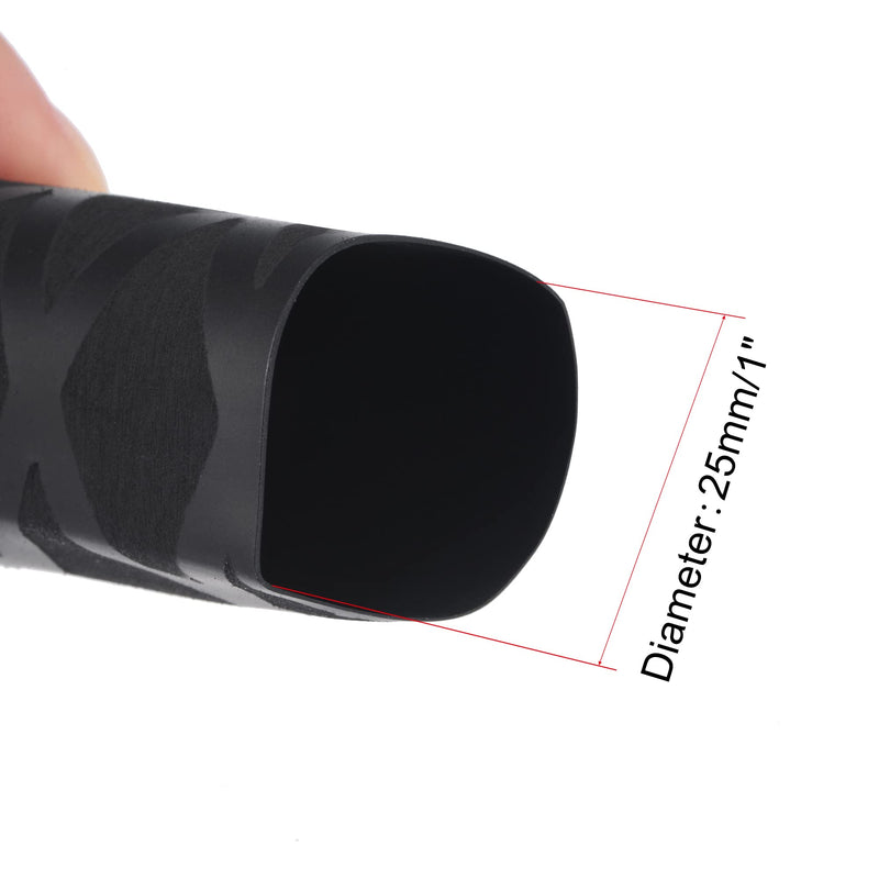 sourcing map Heat Shrink Tubing 25mm Diameter 42mm Flat 1.6ft 2:1 Ratio Black