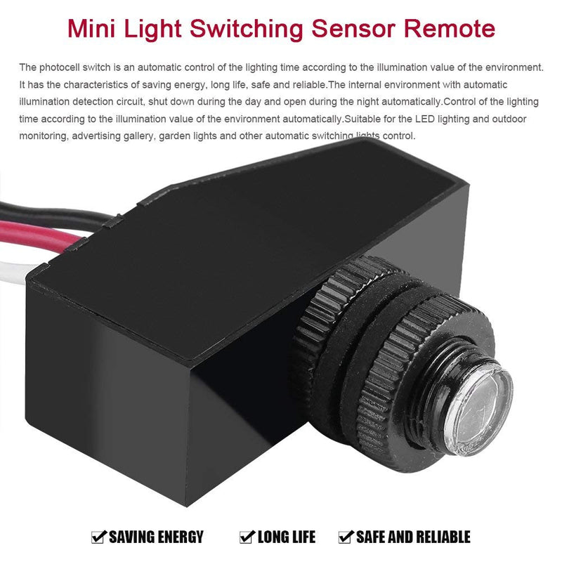 Photocell Switch, Photoelectric Switch with ThreeWire System, Mini Light Switching Sensor Remote Photocell, Dusk to Dawn Sensor Photoelectric Switch