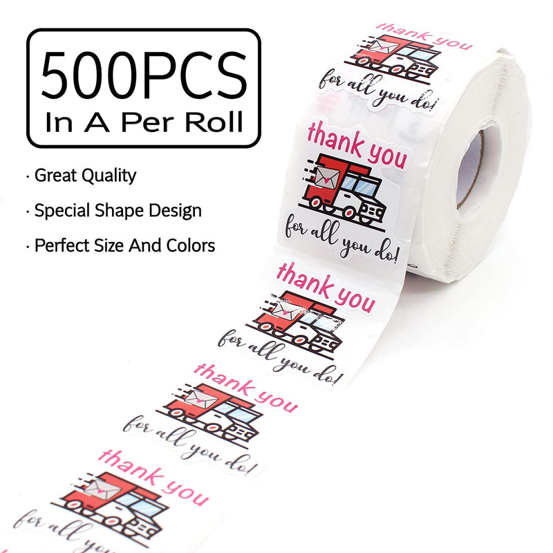 Wailozco 1.5'' Thank You for All You Do Stickers,Mail Carrier Stickers,Handmade Stickers,Business Stickers,Envelopes Stickers for Online Retailers, Handmade Goods,Small Business, 500 Labels Per Roll