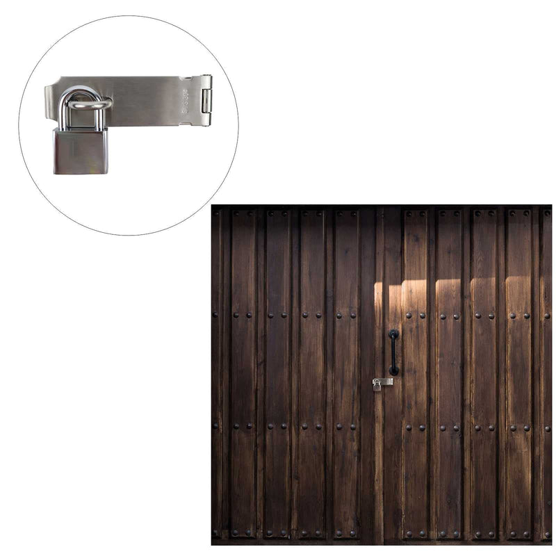 Door Hasp Padlock Latch Lock, 5 Inch SUS 304 Stainless Steel Thicken Safety Hasp Lock Latch for Door Sheds Closets Lockers, Brushed Finish (5inch Silver) 5"(Hasp Silver)