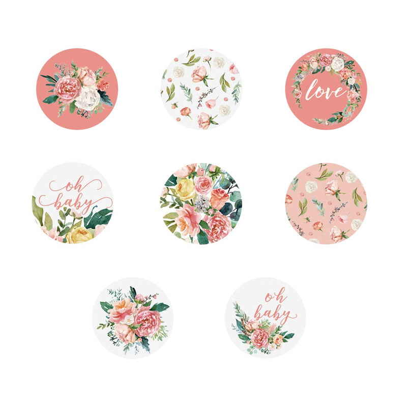 1000pcs Thank You Stickers Small Business 8 Different Design Flower Love Stickers 1'' Round Adhesive Label Decorative Sealing Stickers Gifts, Wedding, Party