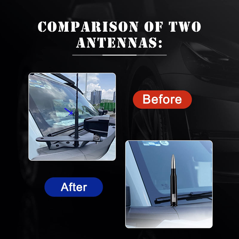 Ajxn 1 PC Car Truck Bullet Antenna, Automobile Antenna Mast, Suitable for GM Chevy Silverado 1500 3500 HD Avalanche GMC Sierra 1500 3500 Denali Heavy Duty Pickup Trucks Accessories (Silver) Silver
