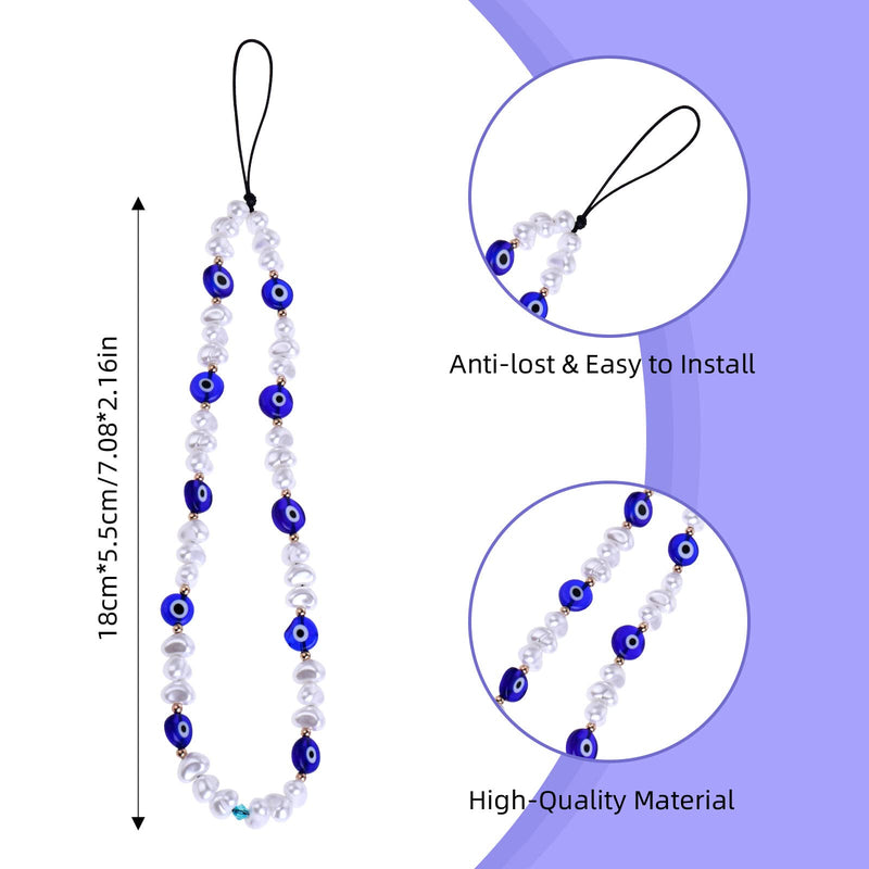TIESOME Beaded Phone Charm, Evil Eye Beaded Lanyard Wrist Strap Face Beaded Phone Charm Handmade Phone Chain Strap Keychain for Men Women Girls Cell Phone String Strap (Set A) Set A