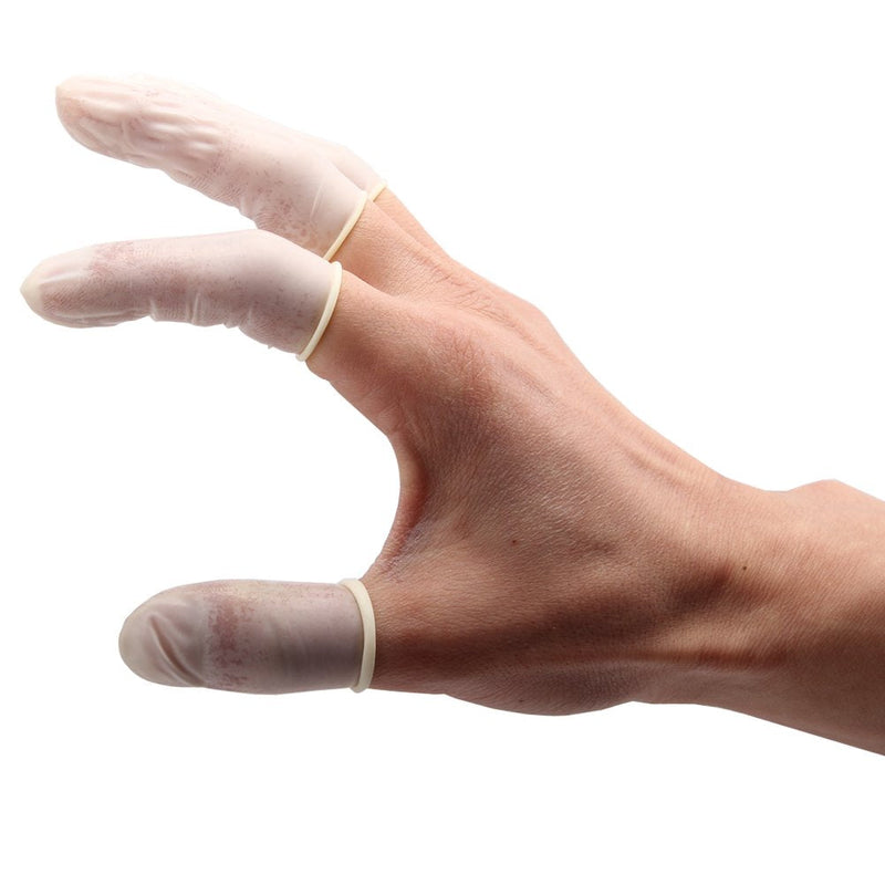 COOSKIN Disposable Latex Finger Cots Reusable Rubber Fingertips Protective Gloves Powder Free Latex Finger Cot (200 PCS)