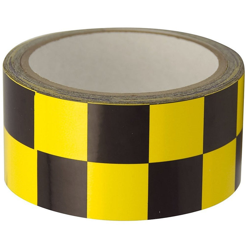 INCOM Manufacturing: 1 inch Square Pattern Checkerboard Racing Laminated Safety Tape, 2 inch x 54 ft, Yellow and Black – Indoor and Outdoor