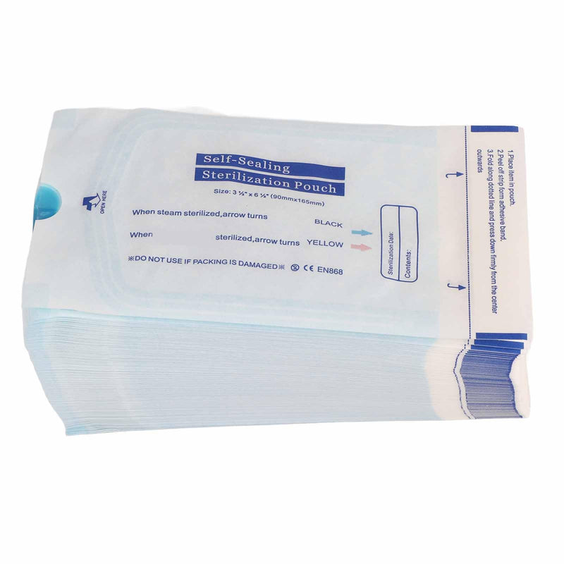 Pack of 200 Self-Sealing Sterilization Bags Disposable Sterilization Bags for Dental Tools, Cosmetic Packaging, Hospital, 90 x 165 mm 90 x 165 mm