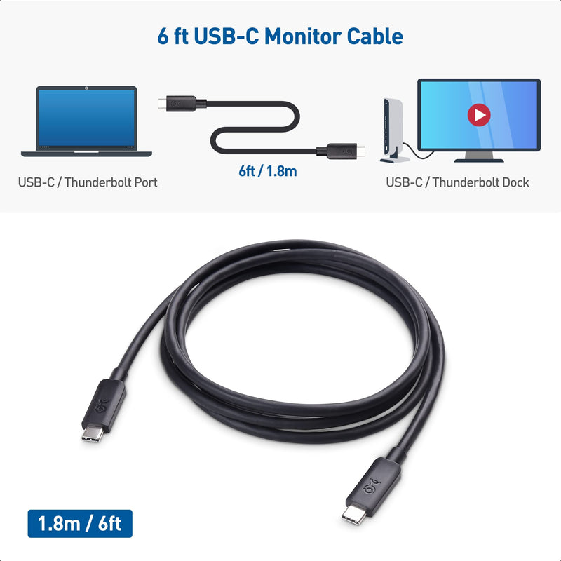 Cable Matters USB C to USB C Monitor Cable 6 ft / 1.8m with 4K 60Hz Video Resolution, 100W Power Delivery, and 5Gbps USB-C 3.1 Gen 1 Data Transfer Black