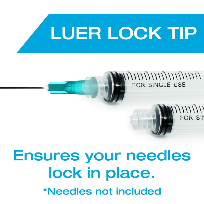 1ml Syringe Without Needle Luer Lock 100 Pack by Tilcare - Sterile Plastic Medicine Droppers for Children, Pets or Adults – Latex-Free Oral Medication Dispenser - Syringes for Glue and Epoxy