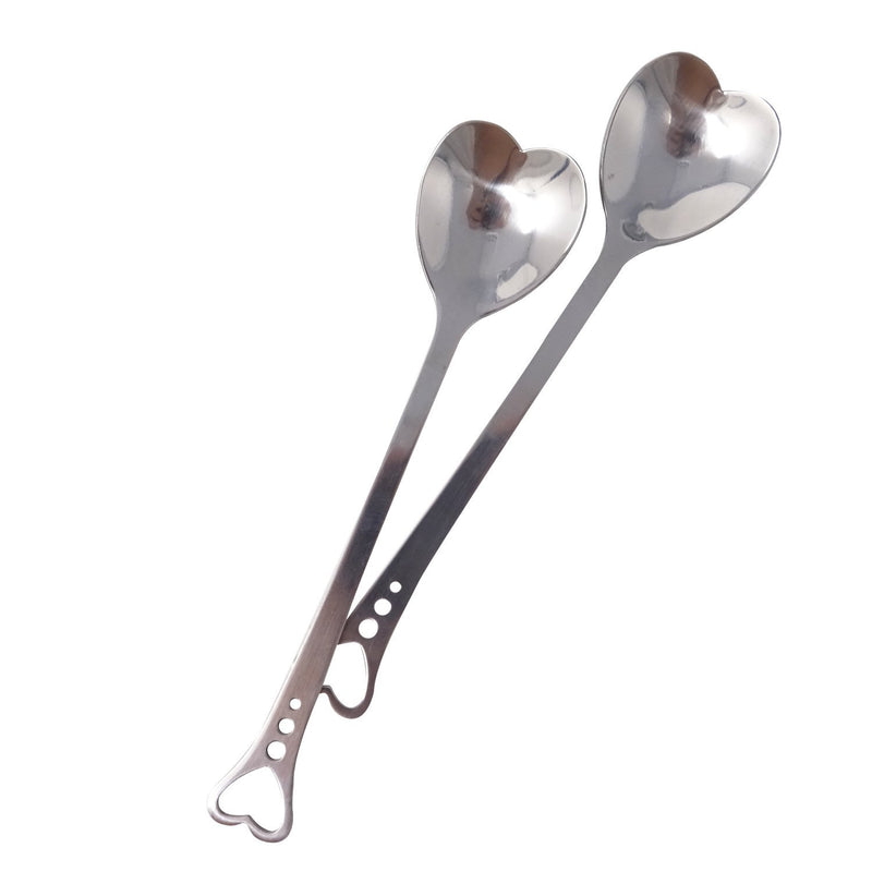 Honbay 10PCS 14.3cm/5.6Inch Stainless Steel Heart Shape Fine Polishing Coffee Scoops Coffee Sugar Spoons Milk Dessert Spoons Teaspoons Kitchen Stirring Spoon