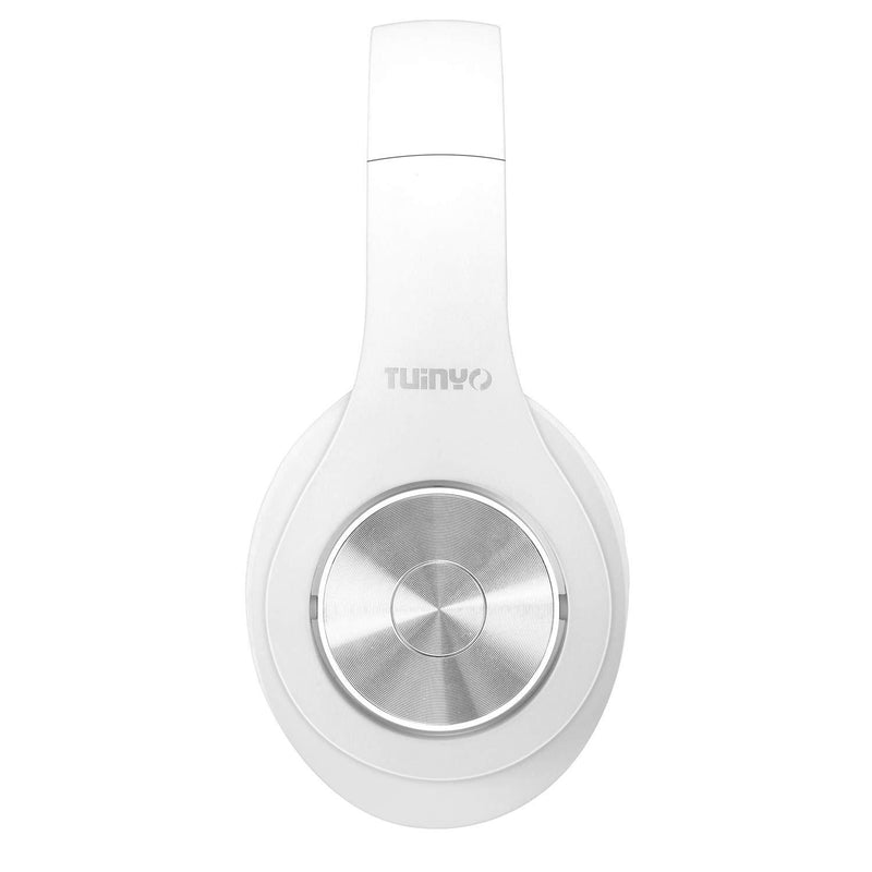 Bluetooth Headphones Wireless,TUINYO Over Ear Stereo Wireless Headset 35H Playtime with deep bass, Soft Memory-Protein Earmuffs, Built-in Mic Wired Mode PC/Cell Phones/TV-White White