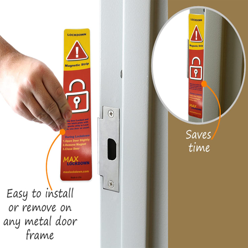 25 Pack Max magnetics Magnetic Lockdown Strips for Door Frames - High-Density Magnet Security Devices for School & Office - Strong Adhesion & PVC Top Layer, Smooth Opening & Closing