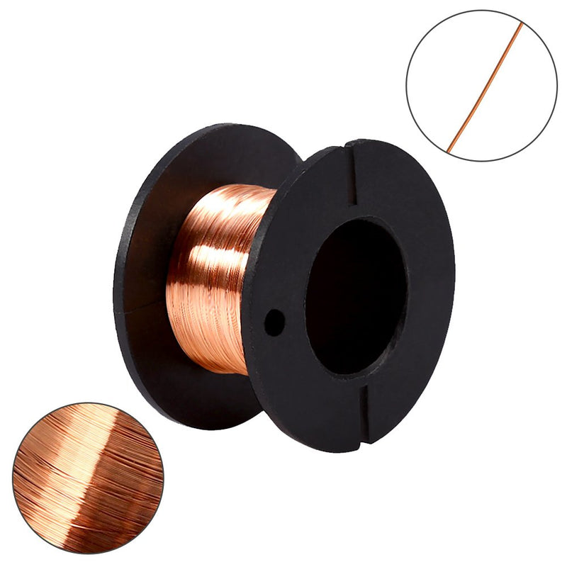 Enameled Copper Wire, Magnet Wire, 5pcs 0.1mm Enameled Wire Copper Winding Wire Enamelled Repair Wire, Widely Used for Transformers Inductors, Natural, 15m Length