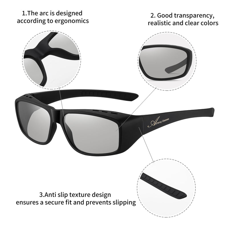 AoHeng Cinema 3D Glasses for RealD 3D Movies,Large Frame,Clearer,Brighter(2 Pack)