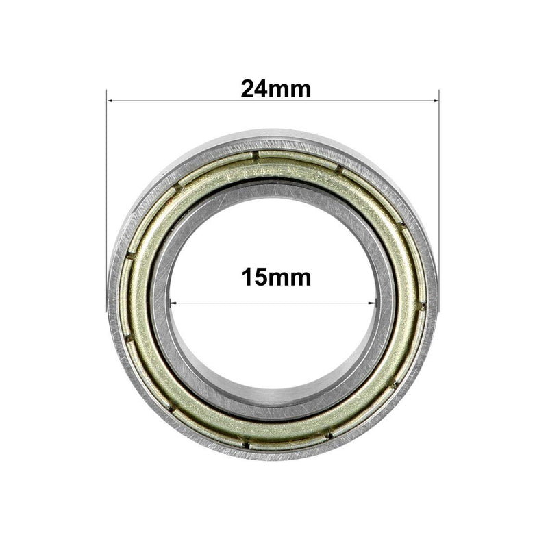 uxcell 6802ZZ Deep Groove Ball Bearing Double Shield 6802-2Z 1080802, 15mm x 24mm x 5mm Carbon Steel Bearings (Pack of 8) 15mmx24mmx5mm