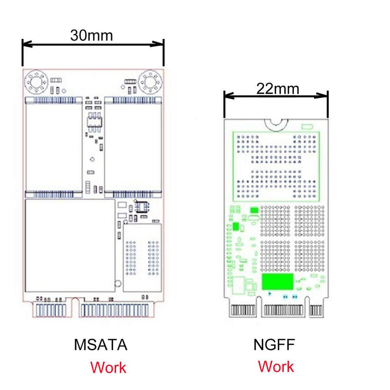 Cablecc USB 3.0 to SATA 22pin 2.5 Hard Disk to 2 in 1 Combo Mini PCI- E 2 Lane M.2 NGFF & mSATA SSD Adapter Converter