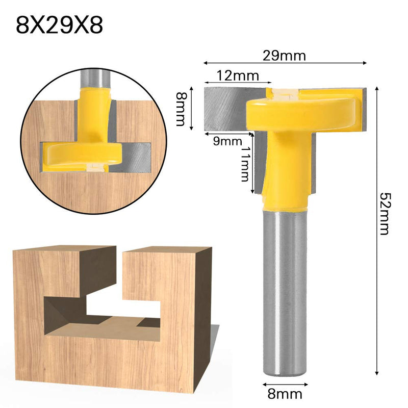 WSOOX 3 pieces T-slot cutter T-slot & T-track slotting cutter router bit set with 8 mm shank