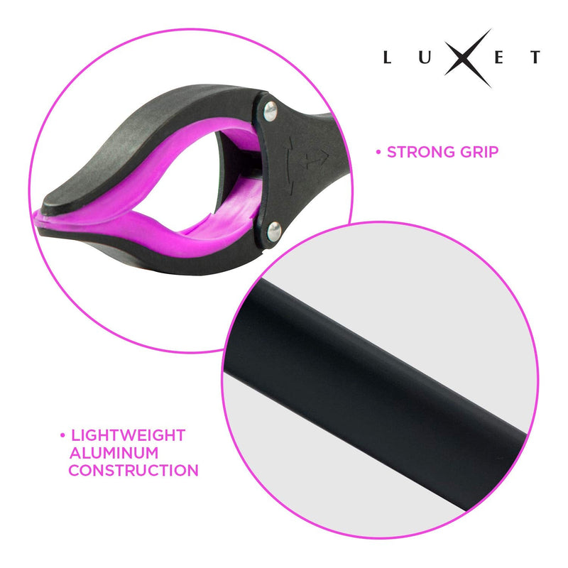 Grabber Reacher Tool - Long 32 Inch (Pink) Aluminum Foldable Pick Up Stick - Strong Grip Magnetic Tip for Store Shelves, Lightweight Trash Picker Claw Reacher Grabber Tool for Elderly - by Luxet Pink
