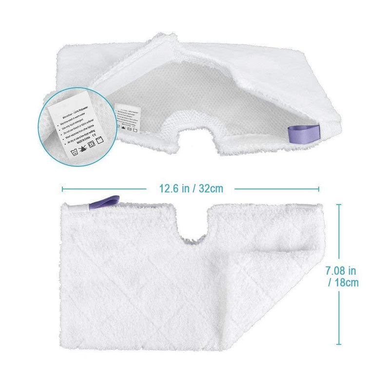 Turbokey 3 Pocket Steam Mop Pads Double-Sided Rectangle Microfiber Refill Pad for Shark Euro Pro Mops S3500 Series,S2902,S3455K,S3501,S3550,S3601,S3801,S3901,S4601,S4701,S4701D,SE450（White） 12.6"*7.08" White