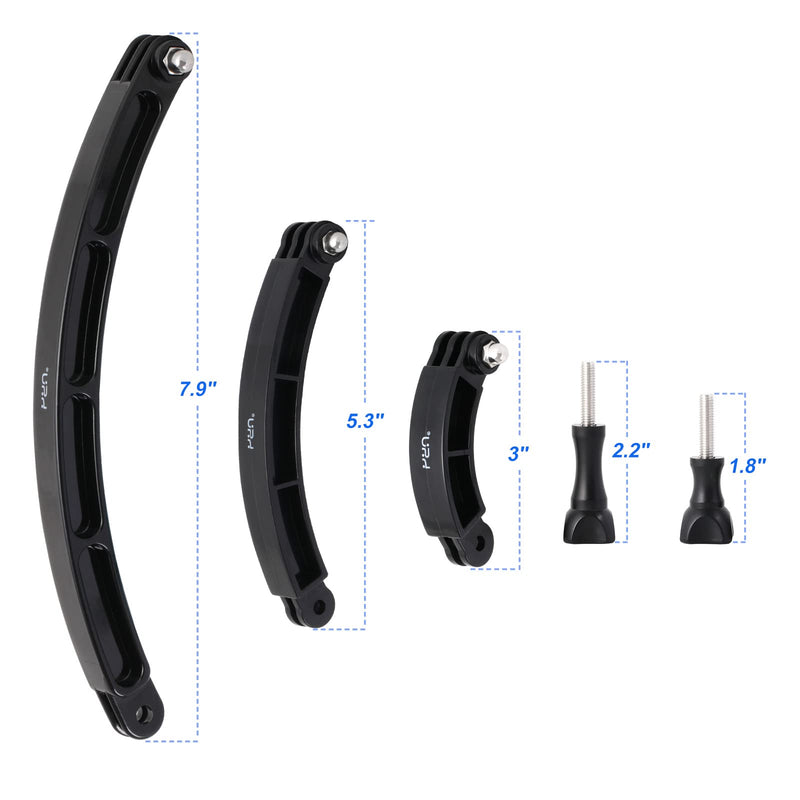 HSU 3 in 1 Curved Extension Arm Kit, Extension Pivot Arm Adjustable Monopod Bracket for GoPro Hero 11/10/9/8/7/6/5 Black,Session 5/4, DJI Osmo Action and More