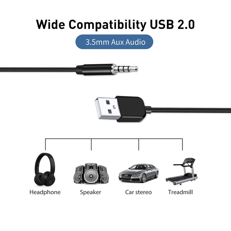 3.5mm Male AUX Audio Video Jack Cable to USB 2.0 Adapter Cord,Connect Kit for iPod Shuffle, SYRYN Waterproof MP3 Player, Headphones, Speakers and Any Other Device with 3.5mm Port (1 Pack) 1 Pack