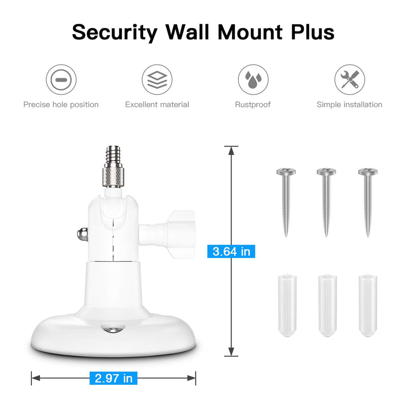 360 Degree Adjustable Mount for Stick Up Cam/Indoor Cam/Battery Cam,TIUIHU Stable Outdoor Ceiling Bracket Mounting Kit for Plug-in HD Security Camera (2-Pack,White) White