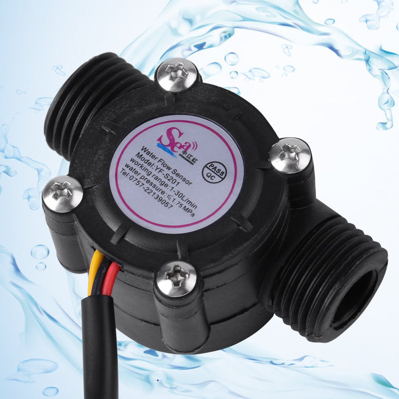 Keenso High Precision DN15 G1/2 Water Flow Sensor Hall Flow Meter with 4 Tubes Pulse Flow Sensor (Black 3 Lines) Liquid Level Sensors