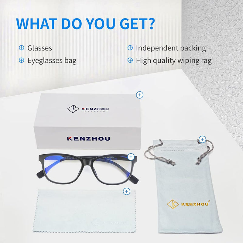 K KENZHOU Blue Light Glasses, Blue Light Blocking Glasses 1 Pack - Computer Glasses Gaming Glasses for UV Light, Anti Glare, Eyestrain for Unisex/Men/Women with Spring Hinges(Matte Black)