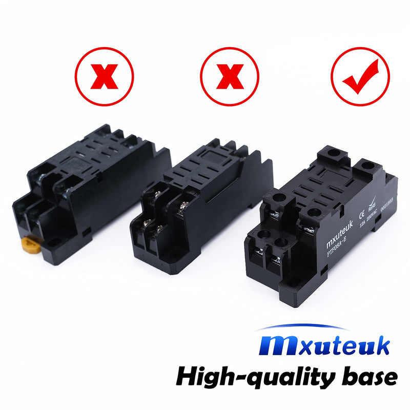 mxuteuk 2pcs JQX-13FL AC 220V Coil 8 Pin 10A DPDT LED Indicator Electromagnetic Power Relay, with Base, with DIN Rail Slotted Aluminum 8Pin - High Current - 10A