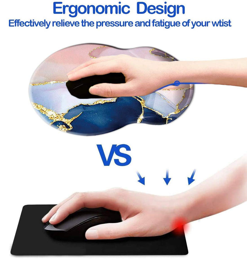 Mouse Pad with Wrist Support, Non Slip Mousepad Wrist Rest for Office, Computer, Laptop & Mac- Durable & Comfortable & Lightweight Ergonomic Support Mouse Mat (Pretty Marble-Wrist) Pretty Marble-Wrist