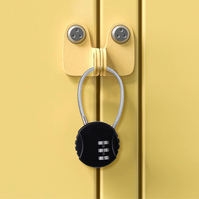 4 Pieces 3 Digit Combination Locks Combo Number Locks Luggage Lock Waterproof Travel Padlocks for School Gate Fence Cabinet Toolbox Suitcase Gym, Hasp Storage (Black, Silver )