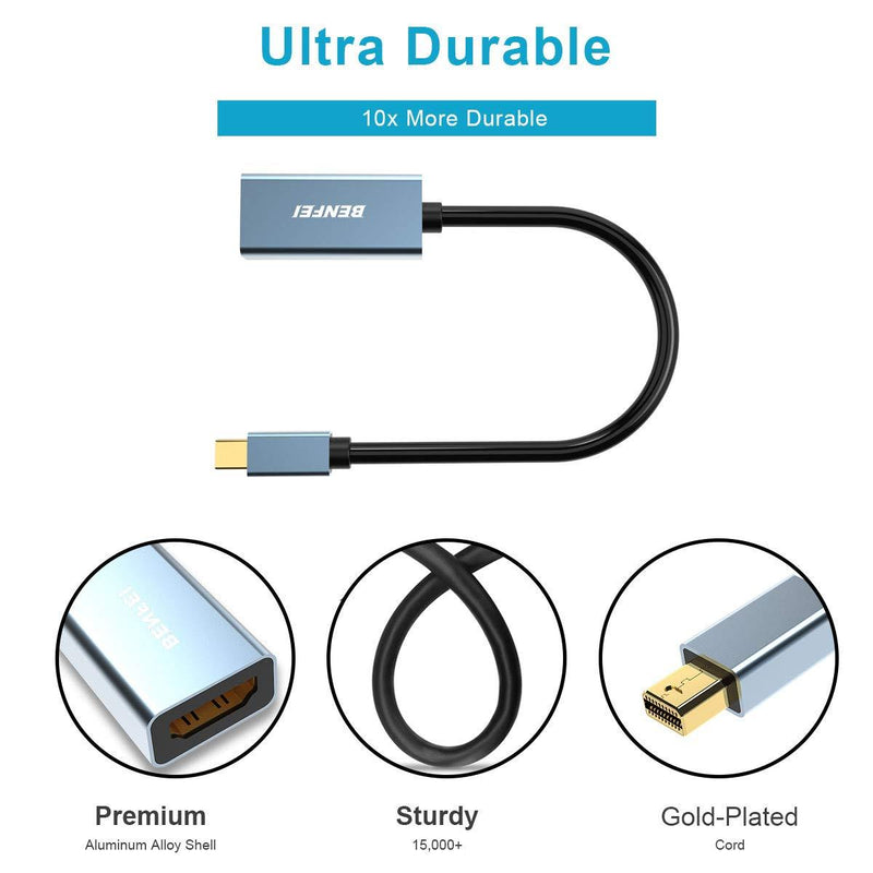 Mini DisplayPort to HDMI Adapter, Benfei Mini DP to HDMI Adapter Compatible with MacBook Air/Pro, Microsoft Surface Pro/Dock, Monitor, Projector and More - Grey